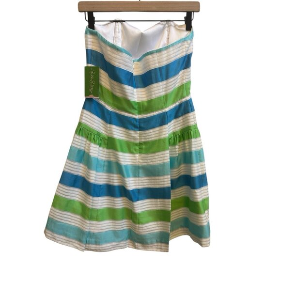 Lilly Pulitzer Jordan Strapless Dress Sz‎ 4 Corded Organza Blue Stripe NEW $288 - Picture 11 of 12